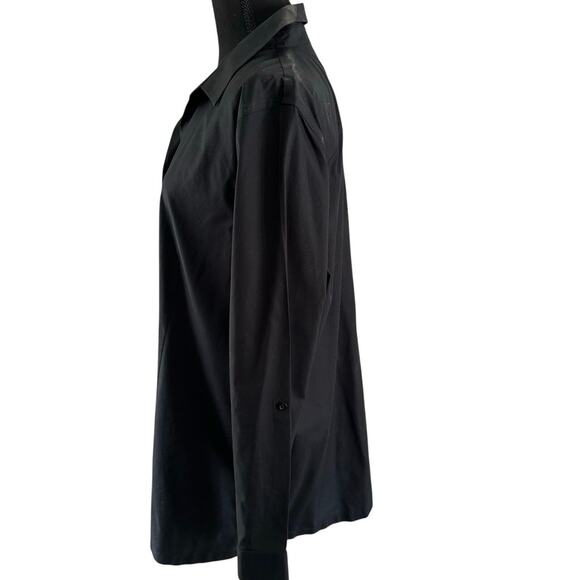 Chico’ Stretch No-iron Black Top with Collar & Covered Buttons - Size 3 - Picture 2 of 7